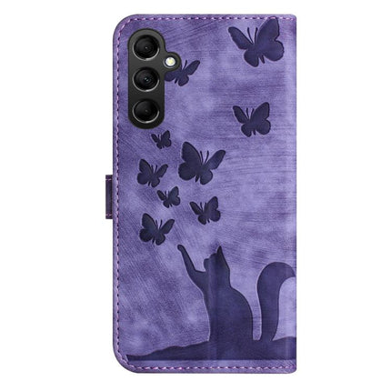 Butterfly Cat Embossing Flip Leather Phone Case, For Samsung Galaxy S26 5G, For Samsung Galaxy S25 FE 5G, For Samsung Galaxy S25 5G, For Samsung Galaxy S25+ 5G