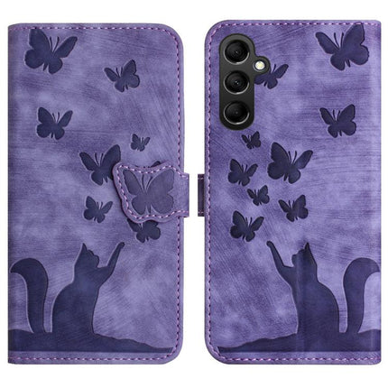 Butterfly Cat Embossing Flip Leather Phone Case, For Galaxy S26 FE 5G, For Samsung Galaxy S26+ 5G, For Samsung Galaxy S26 Edge 5G, For Samsung Galaxy S26 Ultra 5G