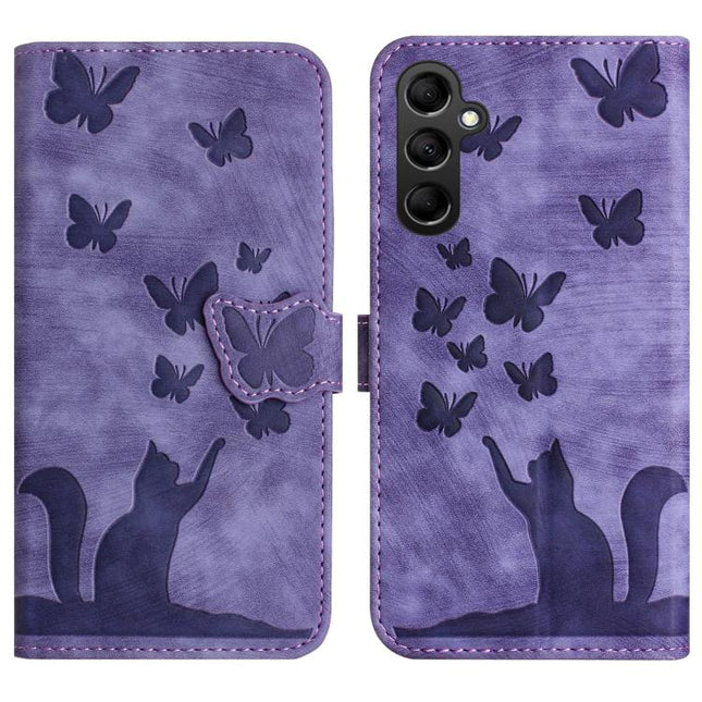 Butterfly Cat Embossing Flip Leather Phone Case, For Galaxy S26 FE 5G, For Samsung Galaxy S26+ 5G, For Samsung Galaxy S26 Edge 5G, For Samsung Galaxy S26 Ultra 5G