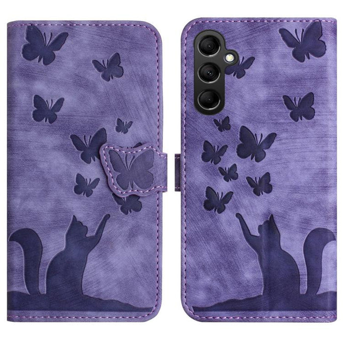 Butterfly Cat Embossing Flip Leather Phone Case, For Galaxy S26 FE 5G, For Samsung Galaxy S26+ 5G, For Samsung Galaxy S26 Edge 5G, For Samsung Galaxy S26 Ultra 5G