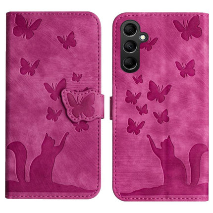 Butterfly Cat Embossing Flip Leather Phone Case, For Galaxy S26 FE 5G, For Samsung Galaxy S26+ 5G, For Samsung Galaxy S26 Edge 5G, For Samsung Galaxy S26 Ultra 5G