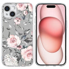 For iPhone 15 Plus / Flowers On Grey