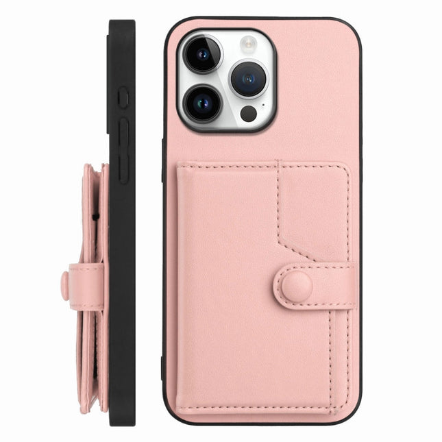 Button Card Bag RFID Anti-theft Phone Case, For iPhone 16 Pro Max, For iPhone 16 Pro, For iPhone 16 Plus, For iPhone 16