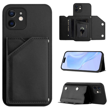 Skin Feel Four Card Slots Phone Case with Wrist Strap, For iPhone 12 mini, For iPhone 11 Pro Max, For iPhone 11, For iPhone 11 Pro
