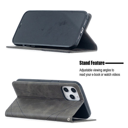 Rhombus Texture Horizontal Flip Magnetic Leather Case with Holder & Card Slots, For iPhone 12 Pro Max