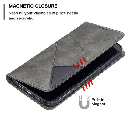 Rhombus Texture Horizontal Flip Magnetic Leather Case with Holder & Card Slots, For iPhone 12 Pro Max