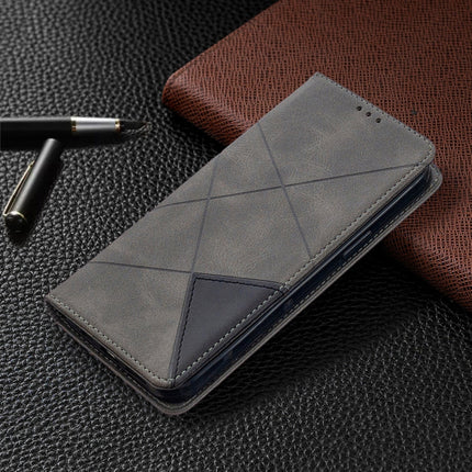 Rhombus Texture Horizontal Flip Magnetic Leather Case with Holder & Card Slots, For iPhone 12 Pro Max