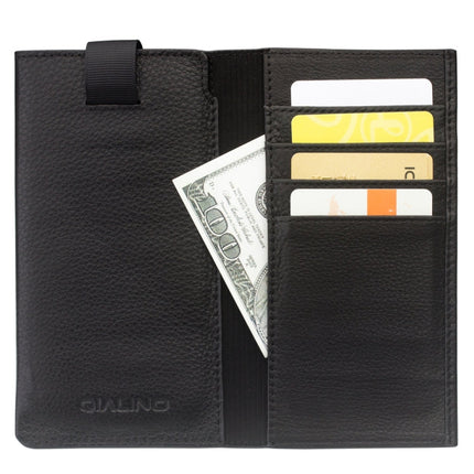 QIALINO Nappa Texture Top-grain Leather Horizontal Flip Wallet Case with Card Slots