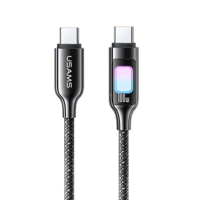 USAMS SJ750 100W Type-C / USB-C to Type-C / USB-C Zinc Alloy Data Cable with Colorful Light, Type-C to Type-C