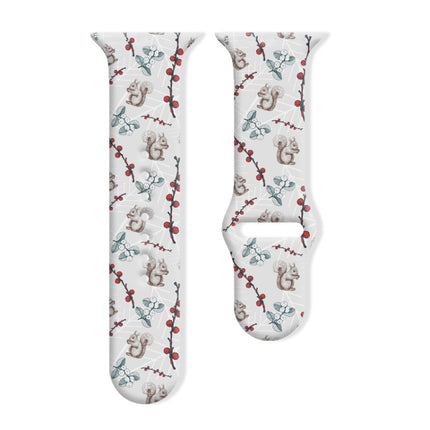 Christmas Pattern Reverse Buckle Silicone Watch Band, For Apple Watch 42mm / 41mm / 40mm / 38mm