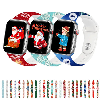 Christmas Pattern Reverse Buckle Silicone Watch Band, For Apple Watch 42mm / 41mm / 40mm / 38mm
