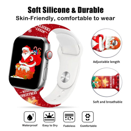 Christmas Pattern Reverse Buckle Silicone Watch Band, For Apple Watch 42mm / 41mm / 40mm / 38mm