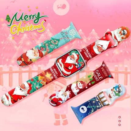 Christmas Pattern Reverse Buckle Silicone Watch Band, For Apple Watch 46mm / 49mm / 45mm / 44mm