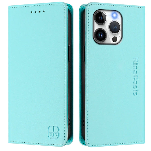 RC01 Dual-Folded Magnetic Suction RFID Leather Phone Case, For iPhone 14 Pro, For iPhone 14 Pro Max, For iPhone 7 / 8 / SE 2022