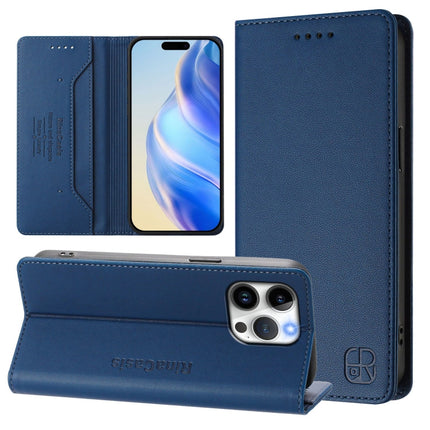 RC01 Dual-Folded Magnetic Suction RFID Leather Phone Case, For iPhone 14 Pro, For iPhone 14 Pro Max, For iPhone 7 / 8 / SE 2022
