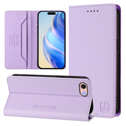 RC01 Dual-Folded Magnetic Suction RFID Leather Phone Case, For iPhone 14 Pro, For iPhone 14 Pro Max, For iPhone 7 / 8 / SE 2022