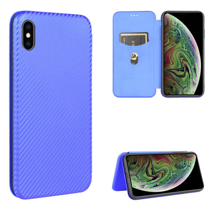 Carbon Fiber Texture Magnetic Horizontal Flip TPU + PC + PU Leather Case with Card Slot, For iPhone X / XS