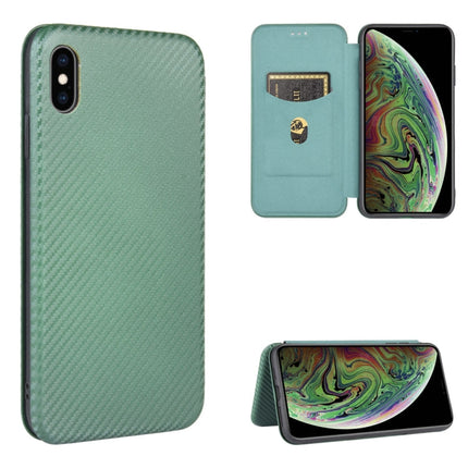 Carbon Fiber Texture Magnetic Horizontal Flip TPU + PC + PU Leather Case with Card Slot, For iPhone X / XS