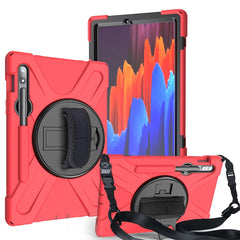 Shockproof Colorful Silicone + PC Protective Case with Holder & Shoulder Strap & Hand Strap & Pen Slot, For Samsung Galaxy Tab S8 / Galaxy Tab S7 (2020) T870