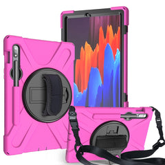 Shockproof Colorful Silicone + PC Protective Case with Holder & Shoulder Strap & Hand Strap & Pen Slot, For Samsung Galaxy Tab S8 / Galaxy Tab S7 (2020) T870