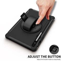 360 Degree Rotation PC+TPU Protective Cover with Holder & Hand Strap, For Samsung Galaxy Tab S8 / Galaxy Tab S7 (2020) T870