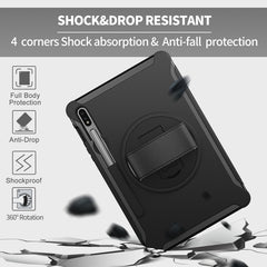 360 Degree Rotation PC+TPU Protective Cover with Holder & Hand Strap, For Samsung Galaxy Tab S8 / Galaxy Tab S7 (2020) T870