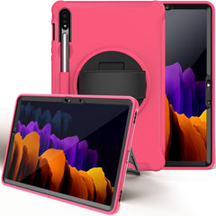 360 Degree Rotation PC+TPU Protective Cover with Holder & Hand Strap, For Samsung Galaxy Tab S8 / Galaxy Tab S7 (2020) T870