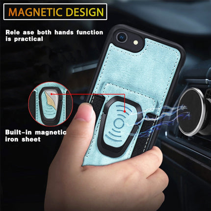 Magnetic Shockproof PU + TPU Case with Card Slot & Ring Holder, For iPhone X / XS, For iPhone XR, For iPhone XS Max, For iPhone 8 Plus / 7 Plus, For iPhone 6 Plus, For iPhone 7 / 8 / SE 2022 / SE 2020, For iPhone 6