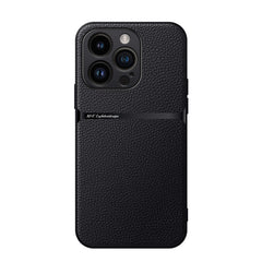 Litchi Leather Magnetic Full Coverage Shockproof Phone Case, For iPhone 16, For iPhone 15 Pro Max, For iPhone 15 Pro, For iPhone 15 Plus