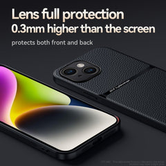 Litchi Leather Magnetic Full Coverage Shockproof Phone Case, For iPhone 15, For iPhone 14 Plus, For iPhone 14, For iPhone 14 Pro