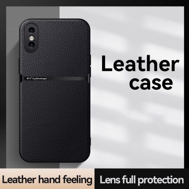 Litchi Leather Magnetic Full Coverage Shockproof Phone Case, For iPhone XS Max