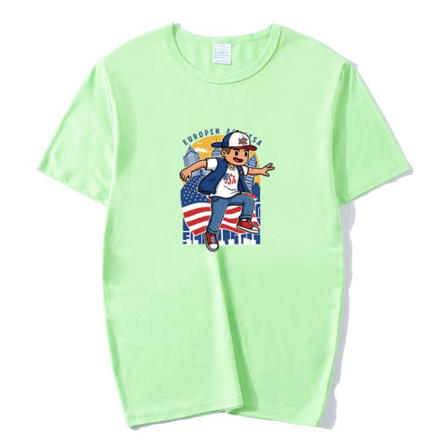 Boy Printed Round Neck Modal Short Sleeve T-shirt Print On Your Demand, POD T-Shirt, S, S, POD T-Shirt, M