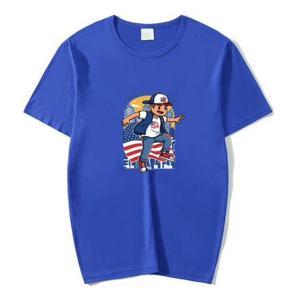 Boy Printed Round Neck Modal Short Sleeve T-shirt Print On Your Demand, XXL, POD T-Shirt, XXXL