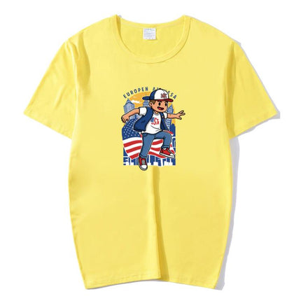 Boy Printed Round Neck Modal Short Sleeve T-shirt Print On Your Demand, XXL, POD T-Shirt, XXXL
