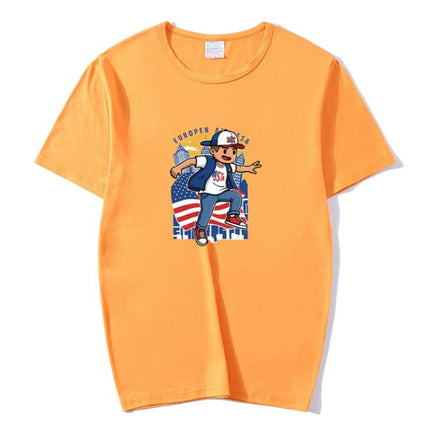 Boy Printed Round Neck Modal Short Sleeve T-shirt Print On Your Demand, XXL, POD T-Shirt, XXXL