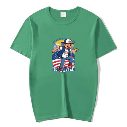Boy Printed Round Neck Modal Short Sleeve T-shirt Print On Your Demand, XXL, POD T-Shirt, XXXL