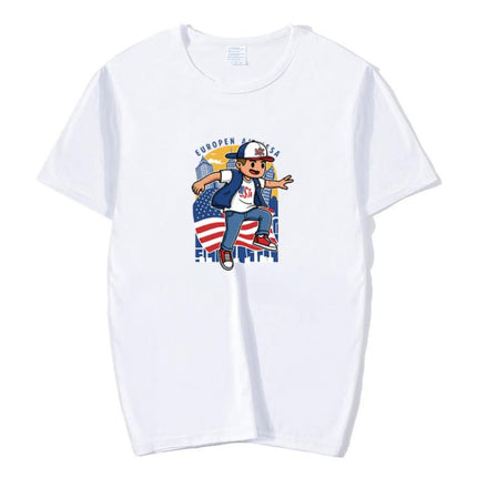 Boy Printed Round Neck Modal Short Sleeve T-shirt Print On Your Demand, XXL, POD T-Shirt, XXXL