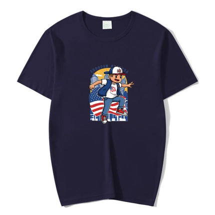 Boy Printed Round Neck Modal Short Sleeve T-shirt Print On Your Demand, XXXL, POD T-Shirt, XXXXL