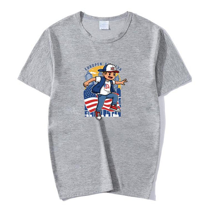 Boy Printed Round Neck Modal Short Sleeve T-shirt Print On Your Demand, XXXXL, POD T-Shirt, XXXXXL