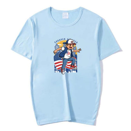 Boy Printed Round Neck Modal Short Sleeve T-shirt Print On Your Demand, XXXXL, POD T-Shirt, XXXXXL
