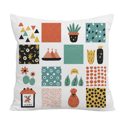 Grid Printed Sofa Pillow Case No Core Print On Your Demand, 35x35cm, 40x40cm, 45x45cm