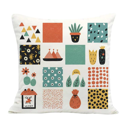 Grid Printed Sofa Pillow Case No Core Print On Your Demand, 35x35cm, 40x40cm, 45x45cm