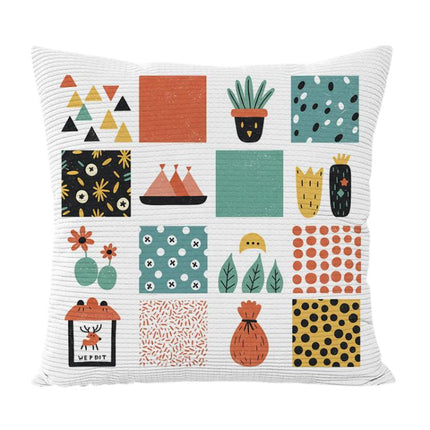 Grid Printed Sofa Pillow Case No Core Print On Your Demand, 35x35cm, 40x40cm, 45x45cm
