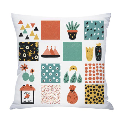 Grid Printed Sofa Pillow Case No Core Print On Your Demand, 35x35cm, 40x40cm, 45x45cm