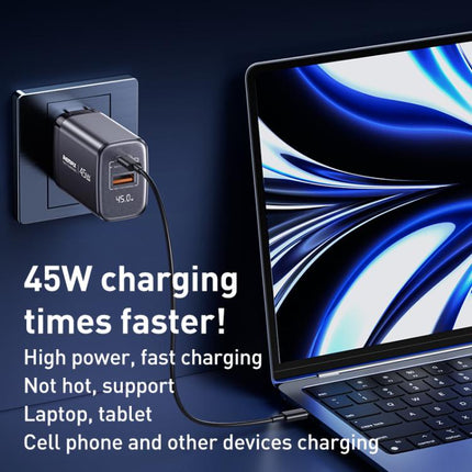 REMAX U2-AC 45W USB and Type-C GaN Digital Display Fast Charger, EU Plug, UK Plug