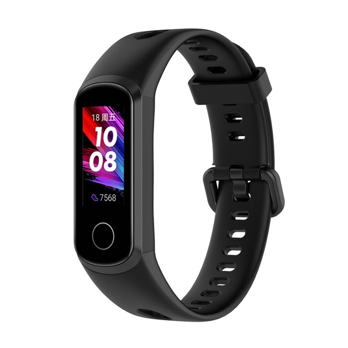 For Huawei Honor Band 5i / Band 4 Metal Buckle Silicone Watch Band, Size: Free Size(Black)