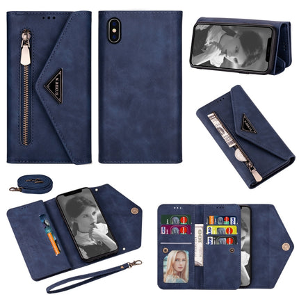 Skin Feel Zipper Horizontal Flip Leather Case with Holder & Card Slots & Photo Frame & Lanyard & Long Rope, For iPhone XR, For iPhone XS Max
