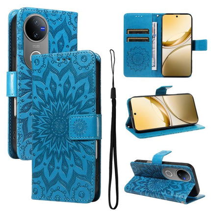 Embossed Sunflower Pattern Flip Leather Phone Case, For vivo V60 5G, For vivo Y29S 5G / Y04, For vivo V50 5G Global