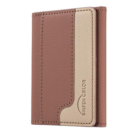 Color Matching Leather Horizontal Magnetic Wallet Card Bag Case