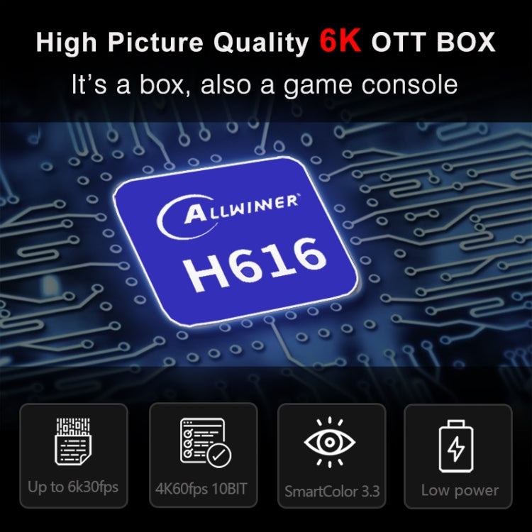 H96 Max 6K Ultra HD Smart TV Box with Remote Controller, Android 10.0, Allwinner H616 Quad Core ARM Cortex-A53, 2GB+16GB, TF Card / USBx2 / AV / HDMI / WIFI,, EU Plug, UK Plug, US Plug, AU Plug